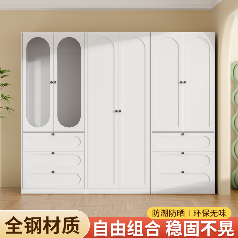 加厚钢制衣柜家用卧室简易组装欧式2025新款金属三门大衣橱小户型|undefined