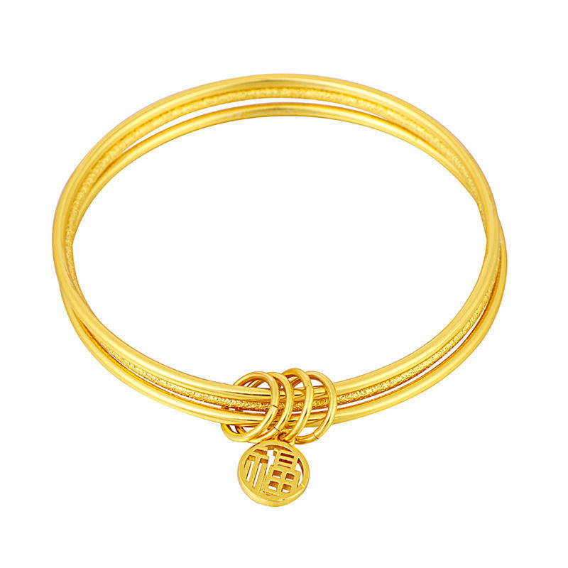 Three Layer Circle Bangle Bracelet Gold Plated Brass Jewelry_voghion.com