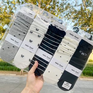 Grey's Autumn and Winter New Women's Lolita Double Needle Stacking Socks College Style Socks Japanese and Korean Style Fairy Lace Socks