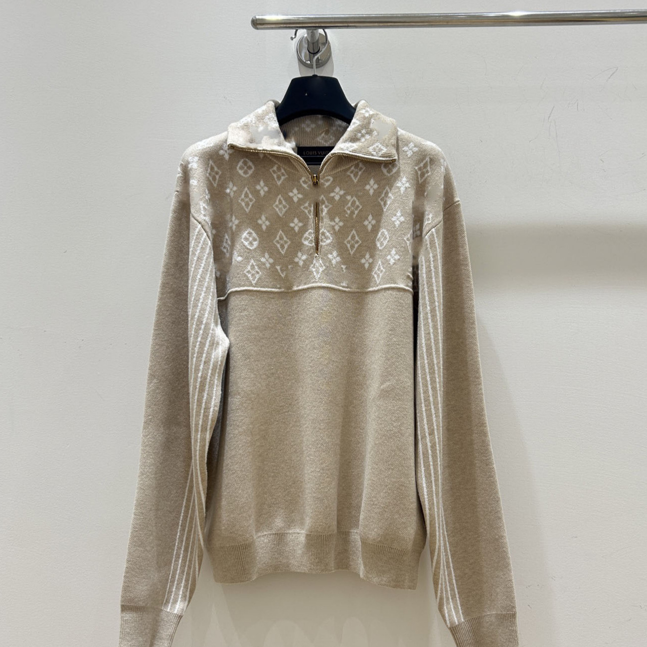 Nanyou Haute Couture 26 Fall/Winter New Letter Color Block Jacquard Half-Zip Wool Knit Sweater Fashionable Unisex Sweater