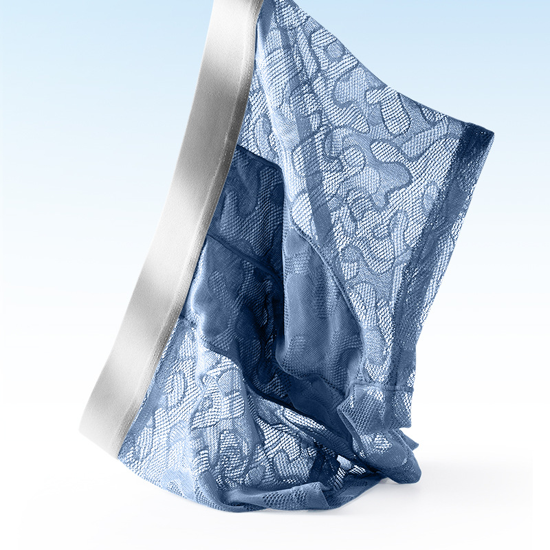 Men's transparent bare feeling underwear summer ultra-thin ice silk breathable square pants trendy personalized men's shorts flat-bottomed pants