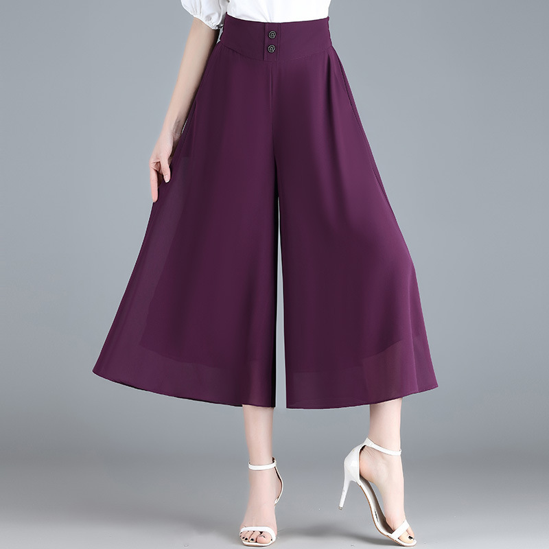 Chiffon Wide-Leg Pants for Women, Summer 2025 New Style, High-Waisted, Thin, Large Size, Casual Pants with a Draped Effect Chiffon Wide-Leg Pants for Women, Summer 2025 New Style, High-Waisted, Thin, Large Size, Casual Pants with a Draped Effect