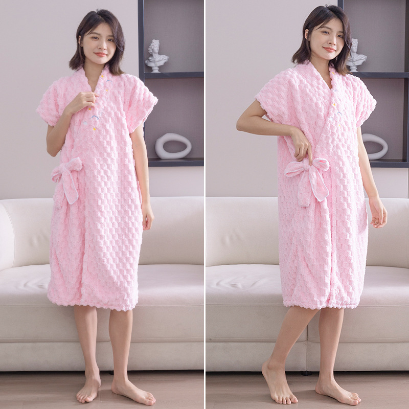 (2개) 구름 격자 목욕 치마 여성 가정 면화 흡수 목욕 스커트 성인 목욕 가운 수영 목욕 목욕 타월 착용