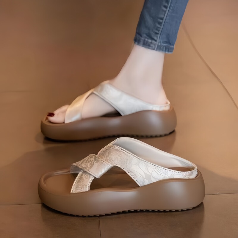 Women's Summer Outdoor Slippers 2026 New Fairy-Style Thick-Soled Beach Sandals Fashionable Pregnant Women's Ultra-Comfortable Slide Sandals