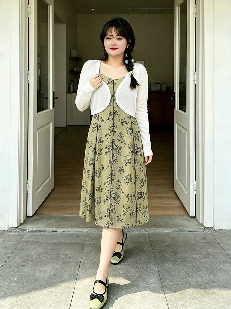 60-150kg Plus-Size Women's Cardigan and Slip Dress Set, New Spring/Autumn 2026 Style for Slightly Chubby and Petite Women 60-150kg Plus-Size Women's Cardigan and Slip Dress Set, New Spring/Autumn 2026 Style for Slightly Chubby and Petite Women