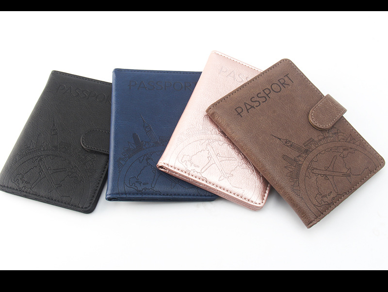 Unisex Business Letter Airplane Pu Leather Rfid Passport Holders display picture 4