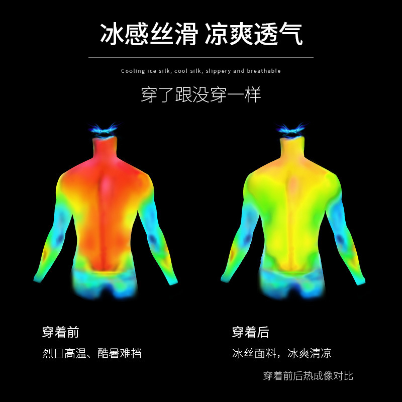 Hielo camiseta de mangas largas para hombres de verano delgada secado rápido transpirable suelta entrenamiento de entrenamiento de gimnasio chaqueta de baloncesto image 2
