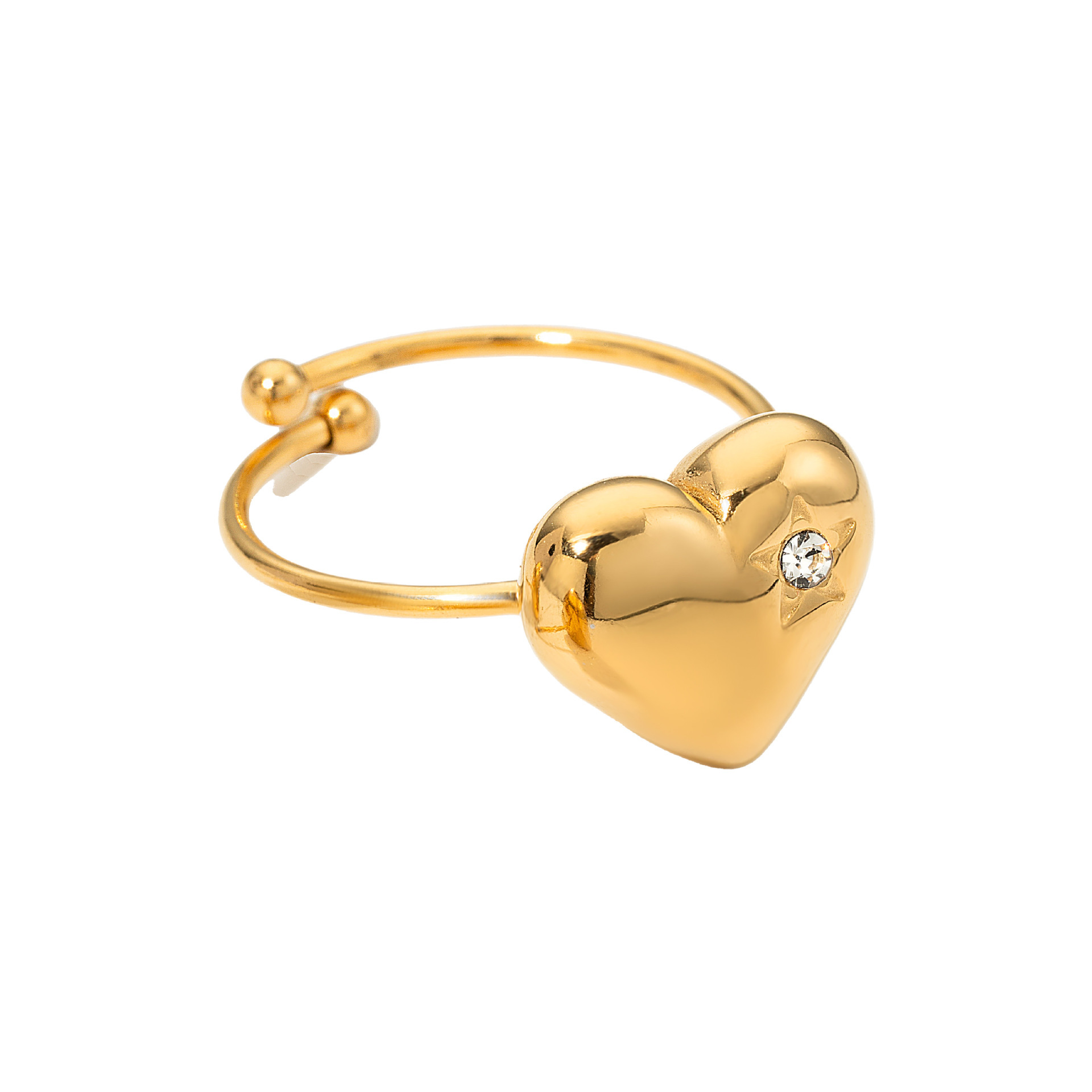 Sieradenset k gold oorstekers hart en ring elegant voor dames_voghion.com