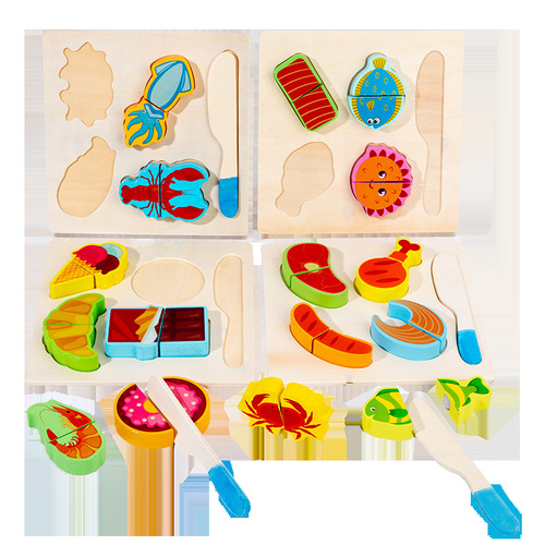 Wooden children's cut and see Velcro fruit and vegetable cut and play house food cognition early education educational toys