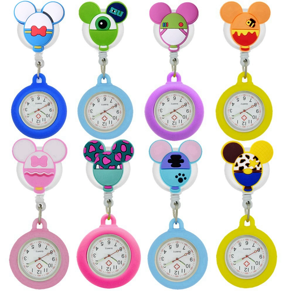 Cute cartoon mannequin head, nurse uniform, badge, pocket watch, silicone watch strap