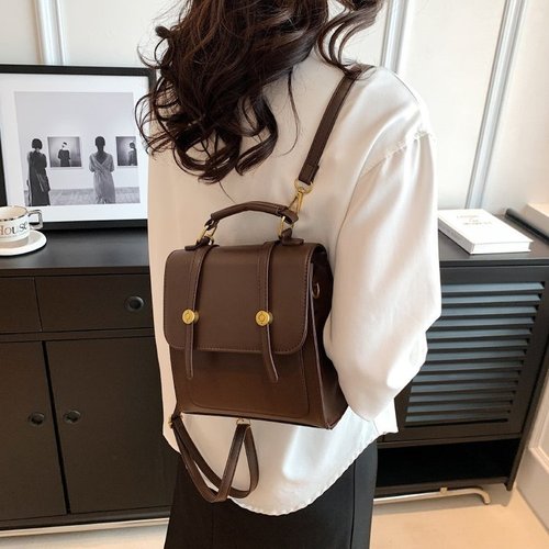 Retro texture casual versatile small bag female student class commuting backpack  summer popular student bag