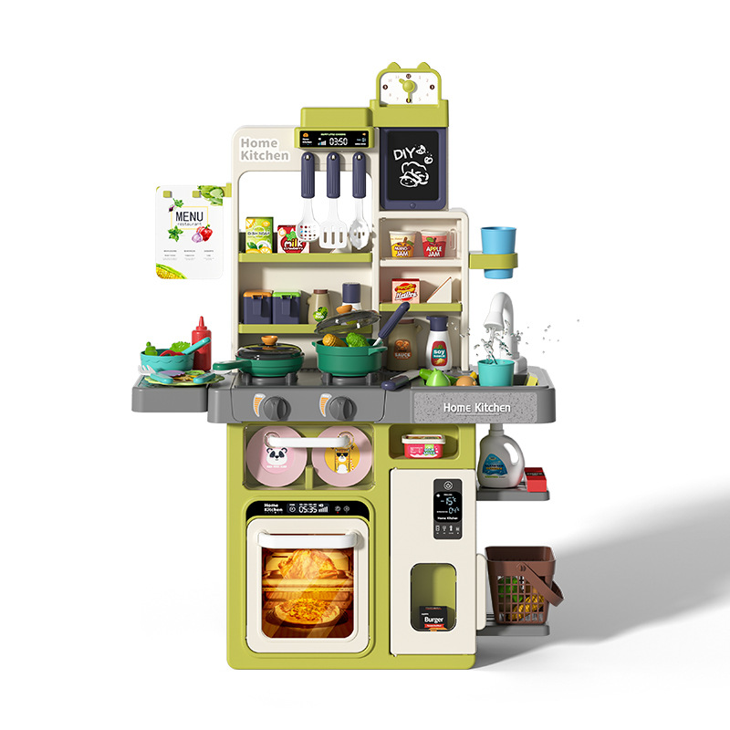 Children's Extra Large Play Kitchen Toys for Girls 3-6 Years Old Washing Vegetables and Cooking suit Sound and Light Spray Birthday Ceremony