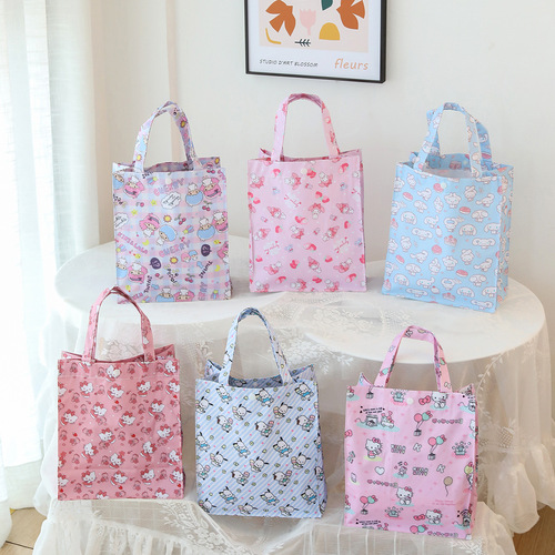Cute Japanese waterproof cartoon portable lunch box bag lunch bag doll pattern outing hand bag water bottle bag