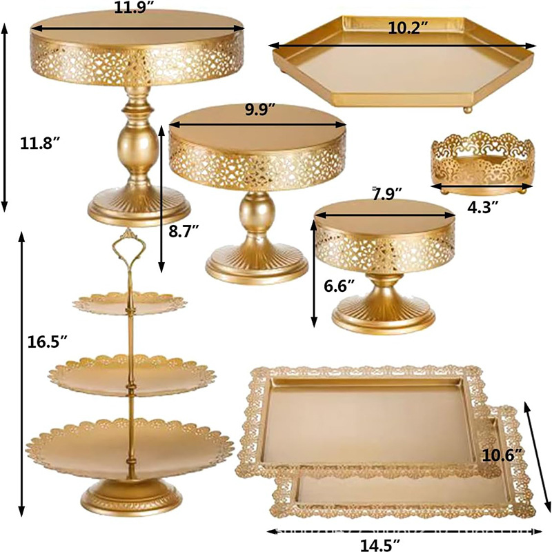 Amazon Venta caliente soporte de exhibición decoración pastel postre pastelería bandeja comida fría resto soporte de mesa 10 piezas conjunto