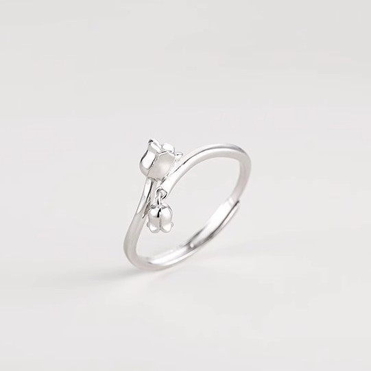 Zonnebloem Lelietje-van-de-dalen Bloem Licht Luxe Niche Design voor Meisjes, Open Wijsvingerring, Hoogwaardig Modieus En_voghion.com