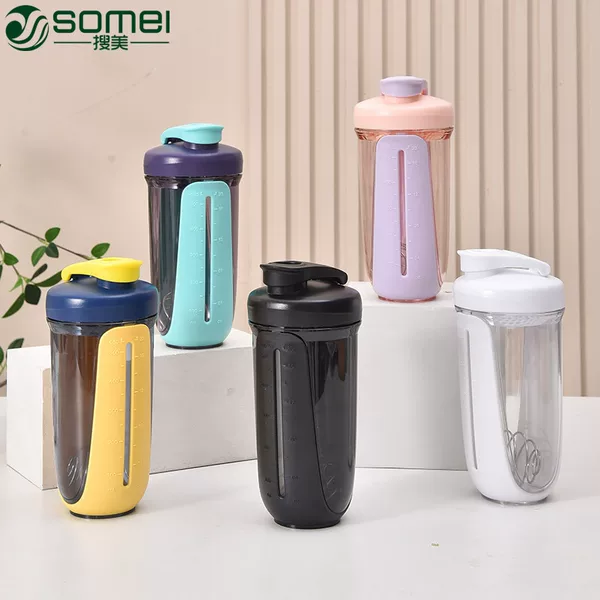 Large-capacity shake exercise fitness milkshake cup with scale filter high temperature resistant plastic cup protein powder plastic cup