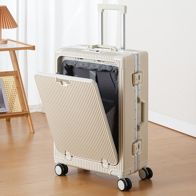 Maleta multifuncional para viajar a bordo de alta belleza 20 pulgadas contraseña frente abierto maleta de moda bolsa de computadora maleta