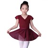 Children's dance clothing practice, ballet girl summer short -sleeved conjoined children's test clothes Chinese dancers dance skirt