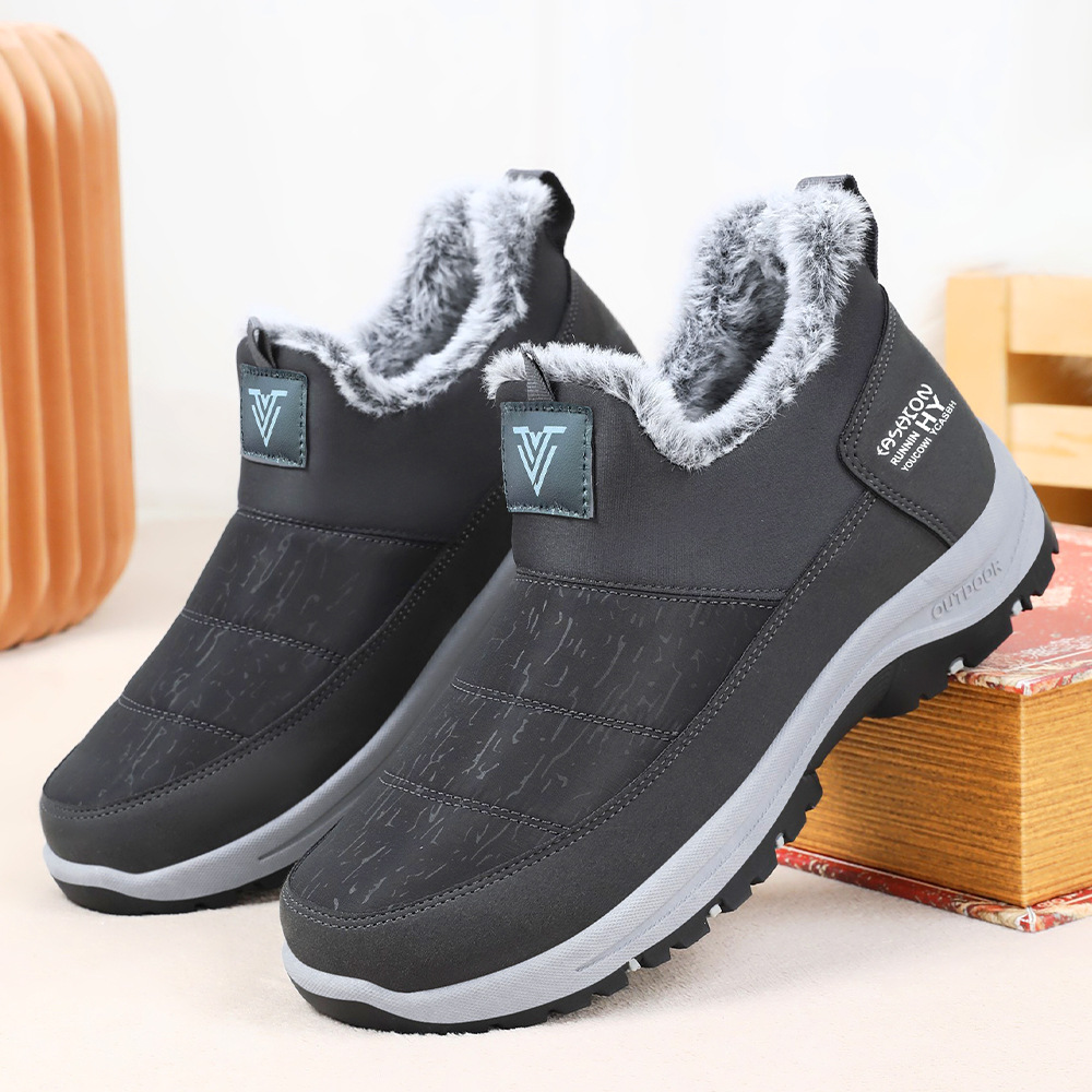 Nuevos zapatos de invierno transfronterizos para caminar con cabello grueso y peluche calentado para hombres zapatos de nieve al aire libre de tamaño grande