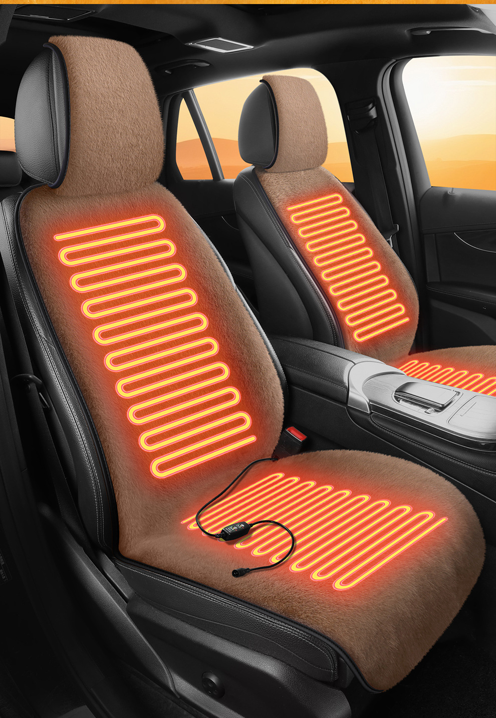 Car Electric Heated Seat Cushion Plush Winter Single Seat Car Seat Electric Heated Cushion 12V24V Truck Wholesale Agent