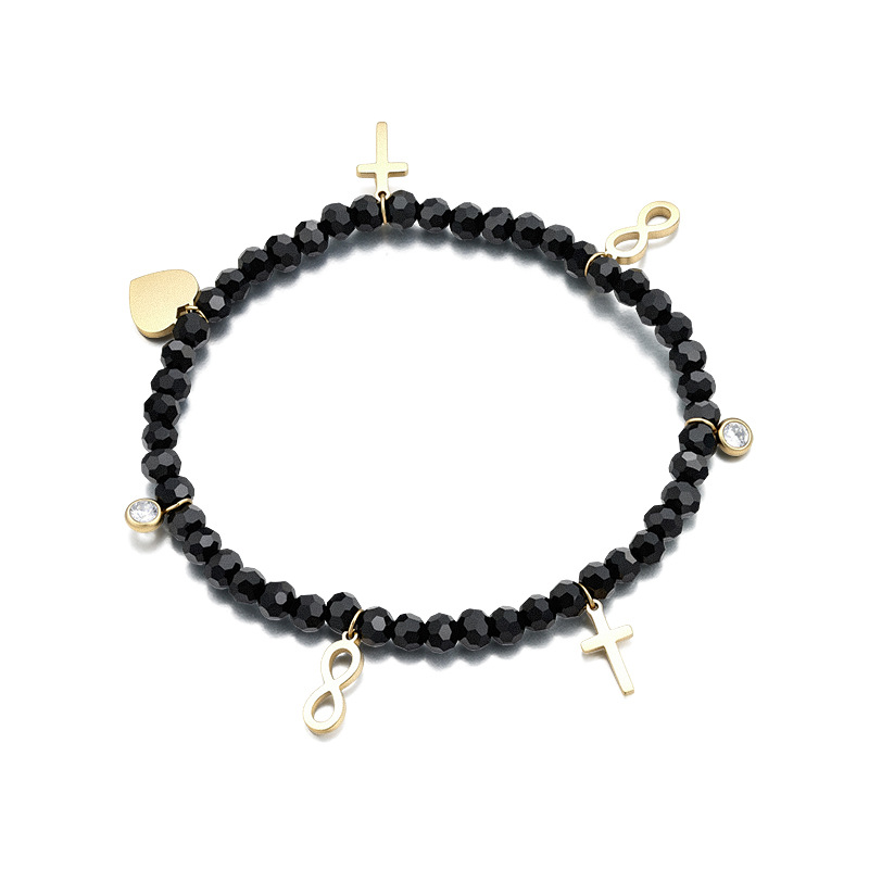Pulsera de Cuentas Negras Chapada en Oro de 14k de Xuping Fashion, Diseño Único, Elegante y Sencillo, Joyería Personalizada al por Mayor