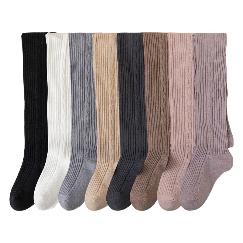 Pantimedias para niños Otoño e Invierno Nuevas polainas para niñas Estilo coreano doble aguja rayas verticales adelgazamiento versátil pantimedias calcetines de algodón