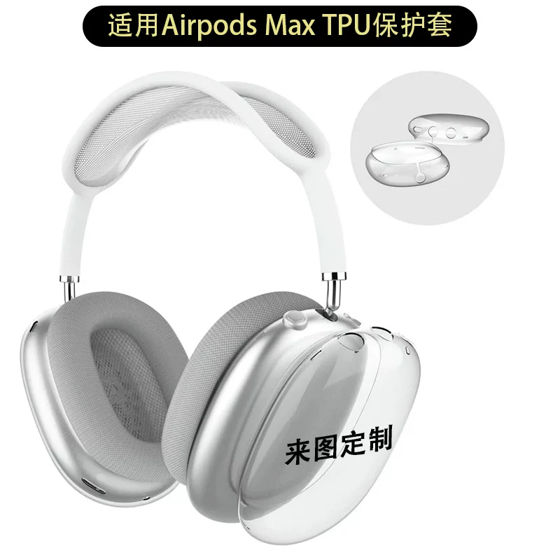 Совместимо с защитной крышкой для AirPods Max, DIY для наушников Apple Max, TPU прозрачный мягкий чехол