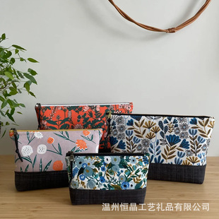 Manufacturer Custom-Made Spliced ​​Zipper Bag Stripesd Imitation Linen Coin Bag Fabric Pouch Metal Zipper