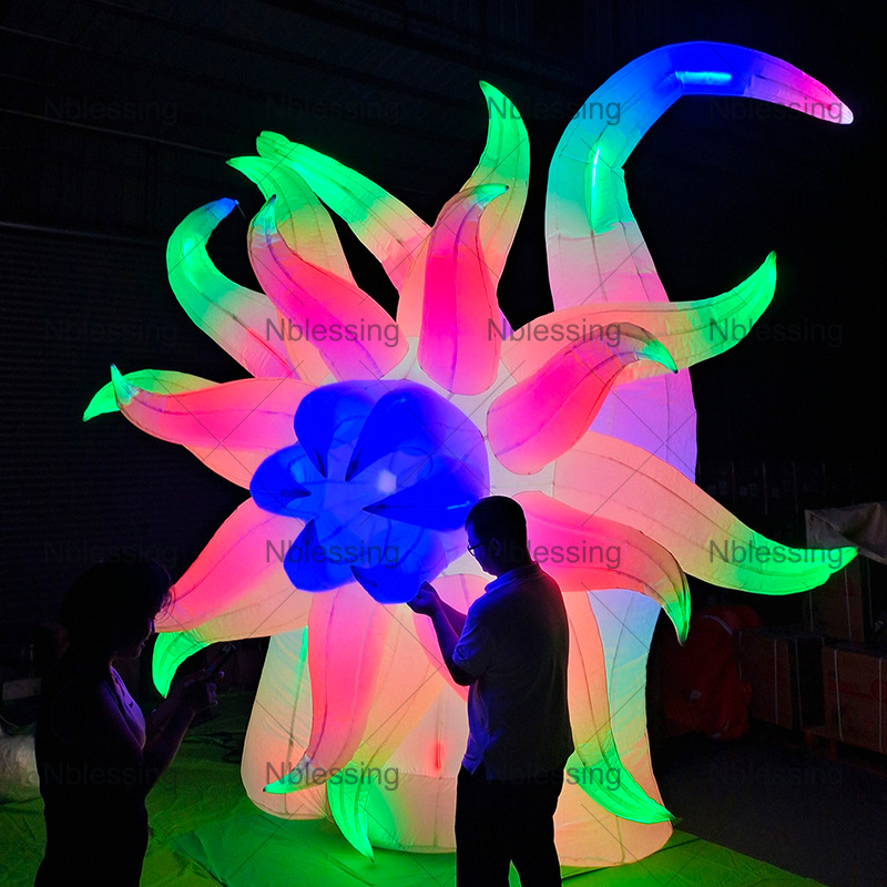 充气发光花朵悬挂LED灯光气模氛围装饰气模酒吧中庭广告美陈道具