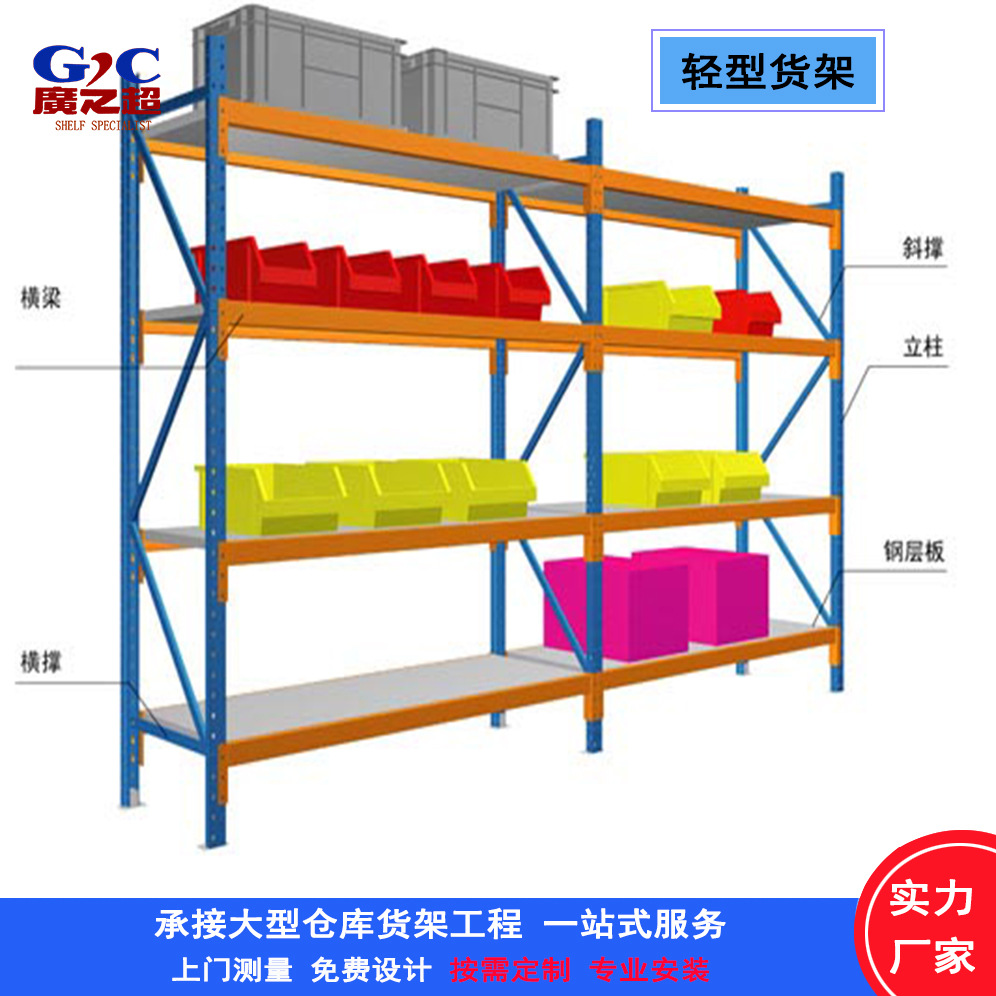 【厂家】轻中型服装电子产品仓库 搁板式层板钢制仓储货架