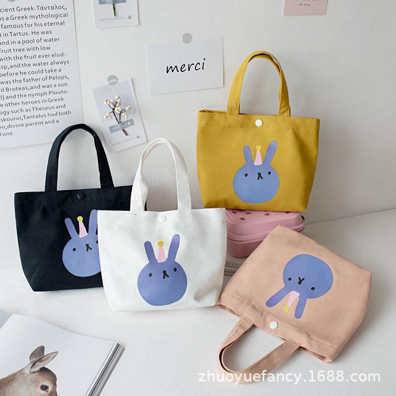 创意可爱帆布包 学生保温饭盒便携袋 外出游玩手机充电宝手提袋