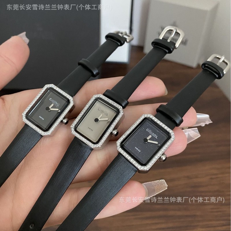 小香石英女士手表香奶奶气质娟丝带直播款带钻精致轻奢方形|undefined