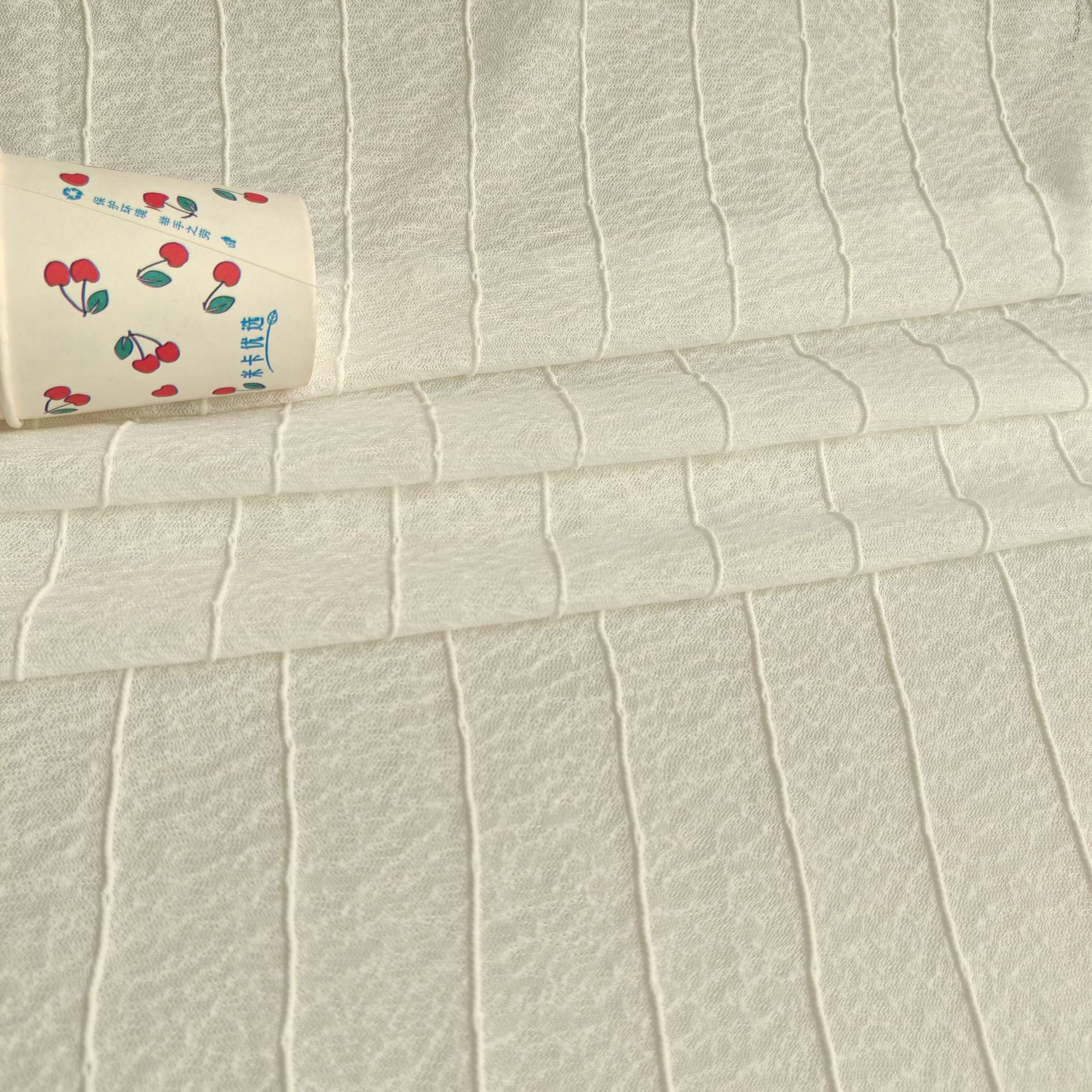 新款热卖~厚实款涤氨弹力竹节麻网立体竖条提花网布 上衣等面料