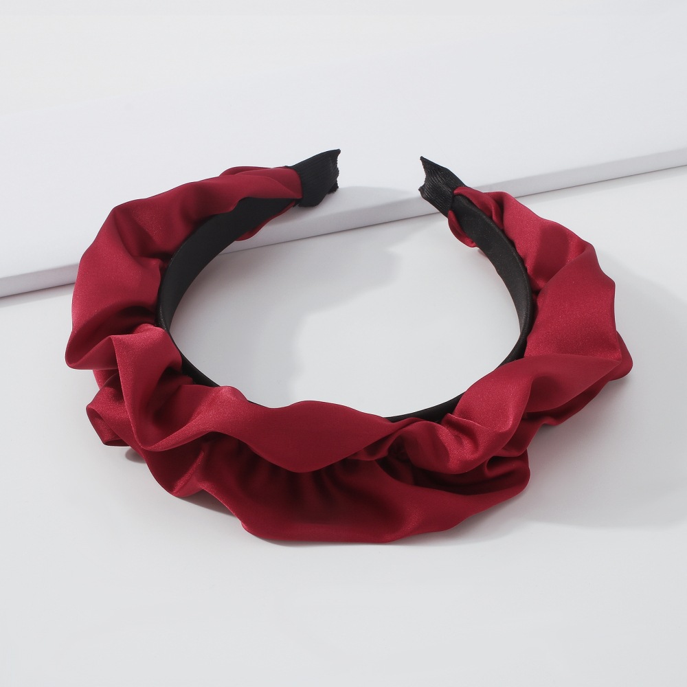 Retro Solid Color Satin Cloth Pleated Headband display picture 2