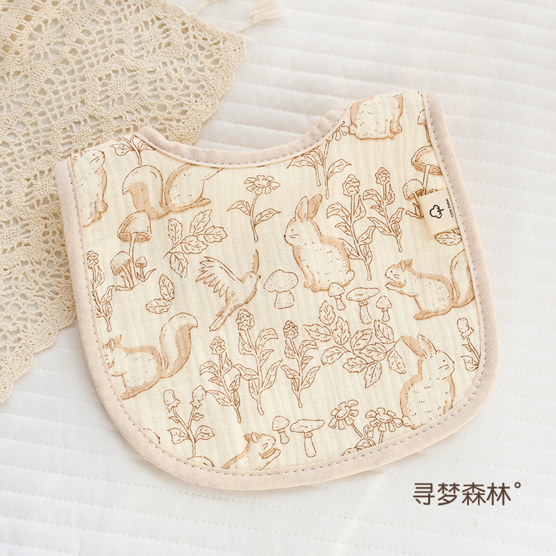 Seis capas de gasa de algodón babero en forma de U toalla de saliva para niños babero para comer para bebés babero anti-escupir para bebés