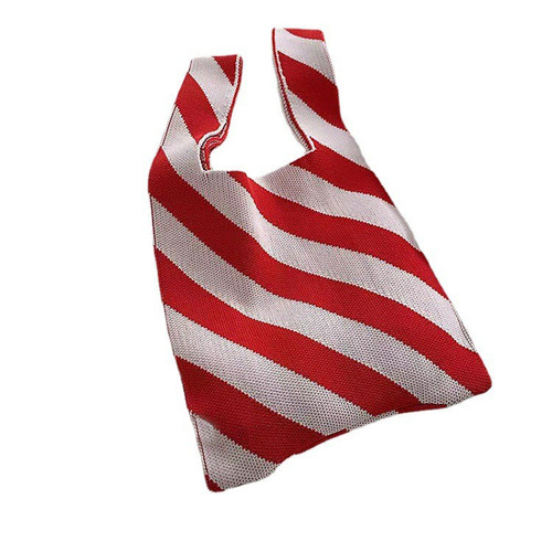 2024 spring and summer new women's bag Korea Dongdaemun ins striped wool knitted shoulder bag armpit bag