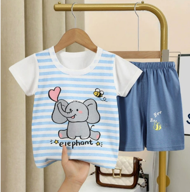 Summer Kidsren's Clothing Boys Girls Baby Baby Short-Sleeved Shorts Kidsren's Cotton T-Shirt Intimates Set Drop Shipping