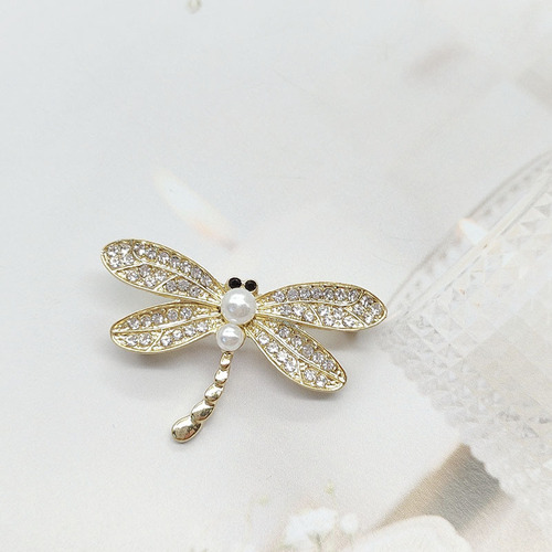 Classic dragonfly brooch rhinestone animal corsage anti-exposure pearl pin fashion jewelry accessories clothing wholesale women