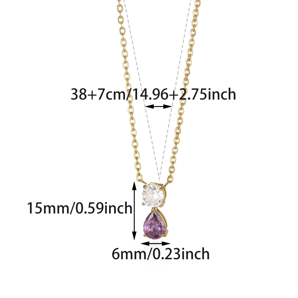 5g Weight 0.03µm-0.05µm Gold Plating Thickness PVD Coated Gold Plating Process Lobster Trigger Clasp Closure Clasp Closure Type Real Gold Plated Plating Material 304 Stainless Steel Pendant Material Birthstone Inlay Material Pendant Necklace Classification 304 Stainless Steel Chain Material cable chain Chain Type 1 Piece Quantity Holiday, Daily Occasion 304 Stainless Steel Material Water Droplets Pattern Women's Gender Vacation, Classic Style Style Waterproof Non Tarnish, Inlay Craft PVD Coated Real Gold Plated Water Droplets 304 Stainless Steel Vacation Classic Style Waterproof Non Tarnish 304 Stainless Steel Lobster Trigger Clasp Closure Pendant Necklace 9