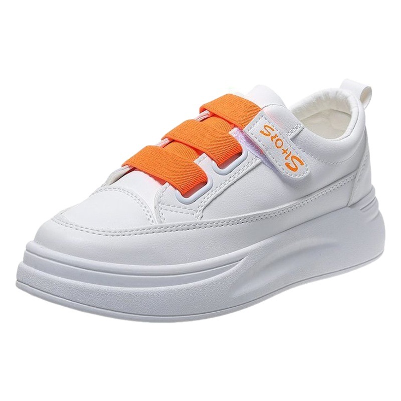 Zapatos blancos de velcro para mujer todo partido 2021 primavera y verano nuevos zapatos de mujer de suela gruesa de cuero de una sola capa zapatos planos de mujer image 1