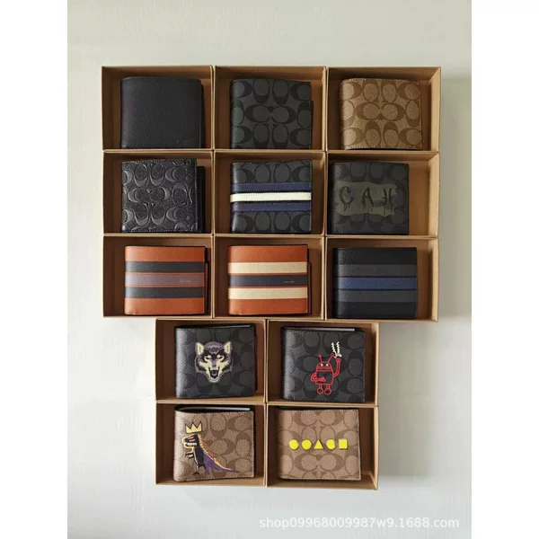 Fashionable hot-selling men's wallet, casual retro PVC with leather accents, men's short multi-card slot coin purse, small card holder