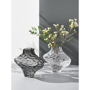 Light Luxury Nordic Ins Style Canyon Creative Glass Vase Transparent Hydroponic Flowers Living Room Dining Table Vase Ornaments