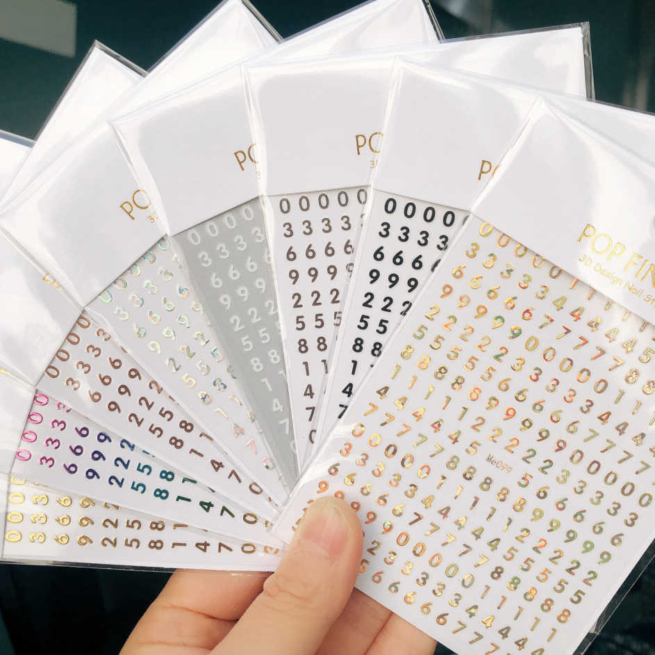 New Laser Digital Nail Stickers Cross-border E-Commerce Digital 1-9 Nail Stickers Me099