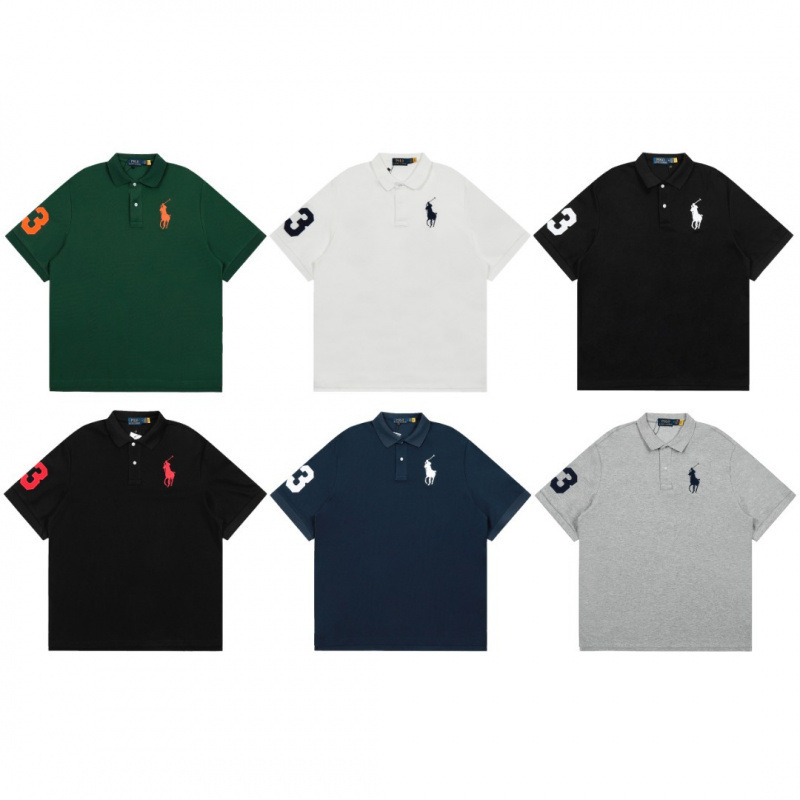 Rl Ralph Lauren Ss Classic Malaysian Standard Men's and Women's Short-Sleeved Polo Shirts Summer Simple Casual Pure Cotton Lapel Short-Sleeved