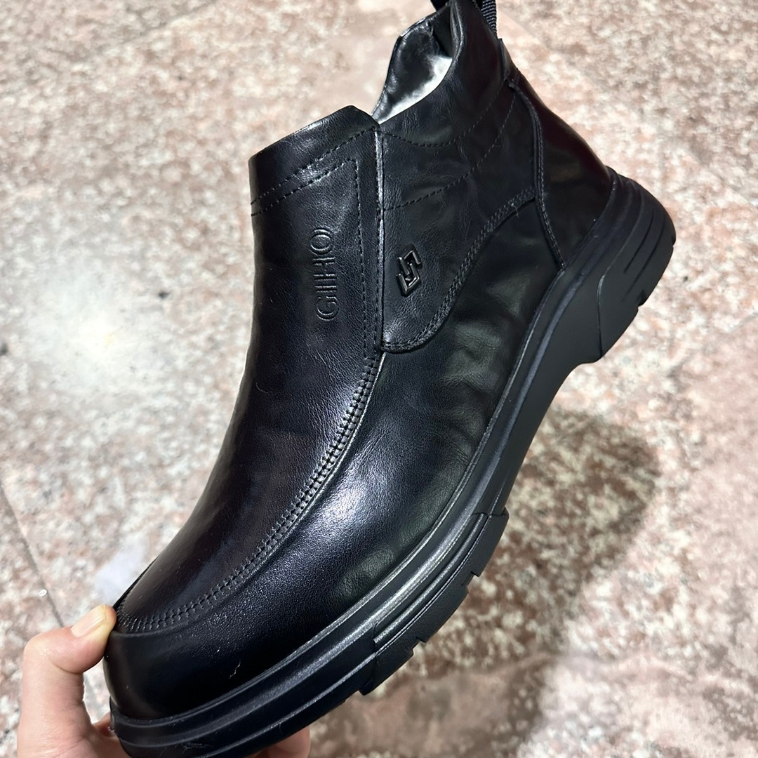 Men's leather cotton shoes