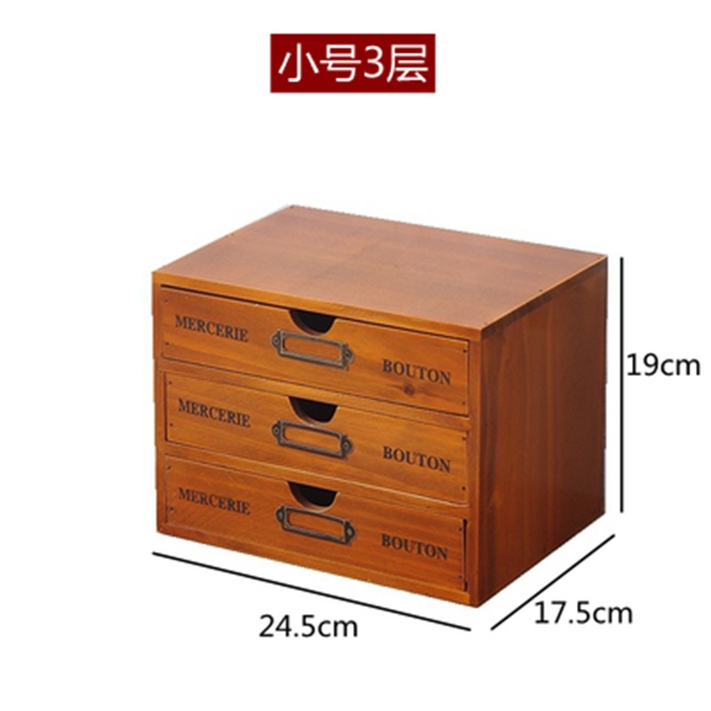 Organizador de almacenamiento de escritorio de oficina de madera sólida caja de madera zakka cajón de múltiples capas dormitorio caja de almacenamiento de cosméticos