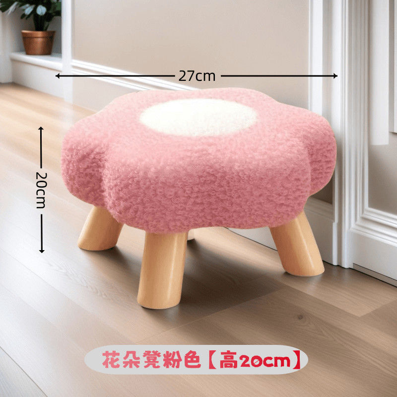 Taburetes de madera maciza de flores lindas, taburetes de cambio de zapatos de puerta de casa, taburetes de mesa de té de balcón, taburetes bajos para niños image 8
