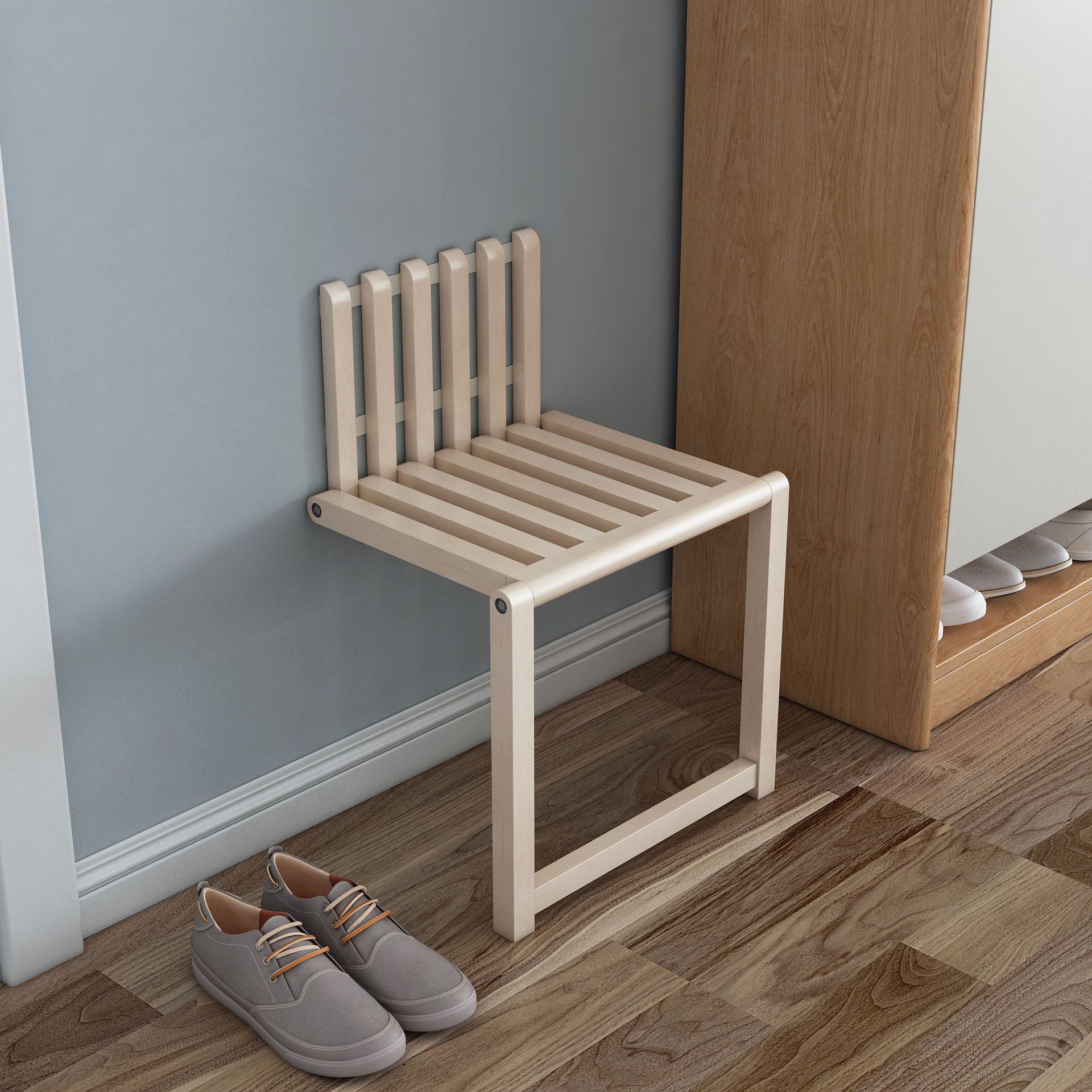 Solid wood fashion hidden shoe stool shoe cabinet side is easy to…
