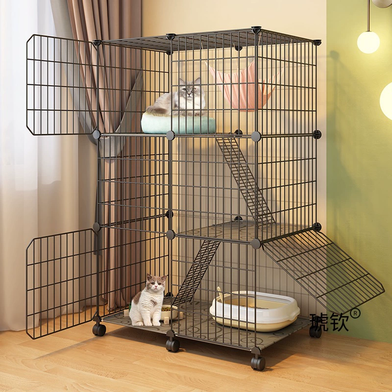 Клетка для кошек для домашнего использования в помещении, компактный кошачий домик на колесах, подходит для небольших квартир, укрытие для кошек на балконе, встроенная клетка для кошек с туалетом.