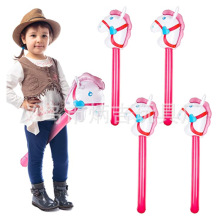 跨境新款动物长棒充气马头棒充气独角兽棒儿童玩具棒子马棒动物头